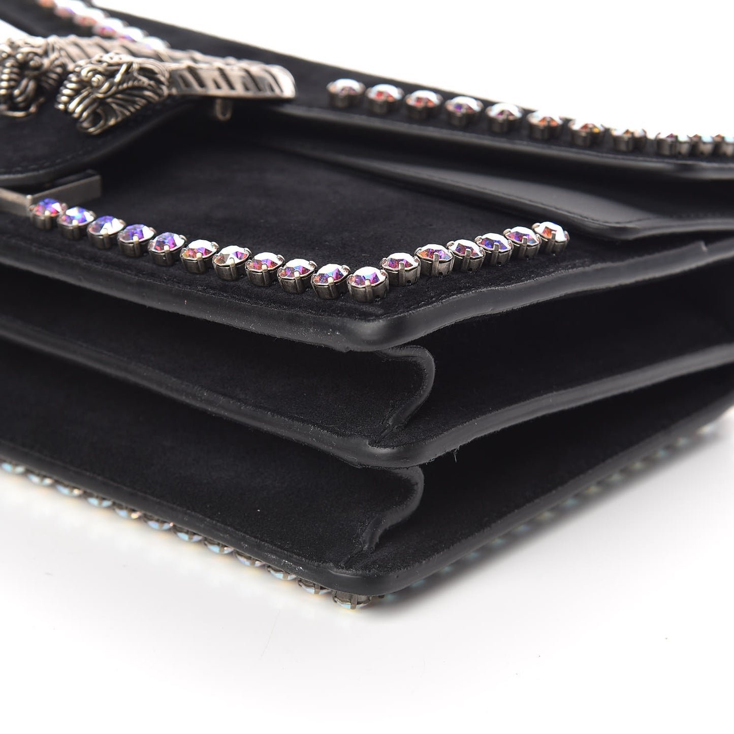 Suede Crystal Small Dionysus Shoulder Bag Black