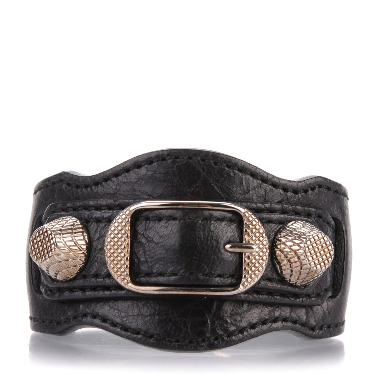 Agneau Arena Giant 12 Silver Hardware Bracelet S Black
