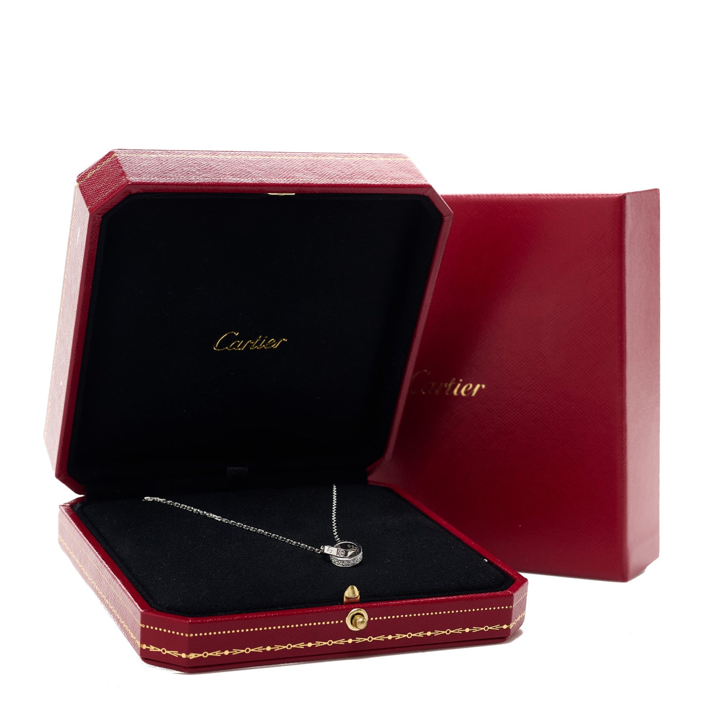 18K White Gold Diamond Interlocking LOVE Necklace