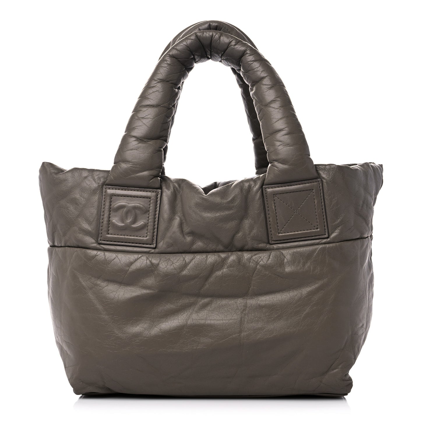 Lambskin Quilted Small Coco Cocoon Reversible Tote Grey Burgundy