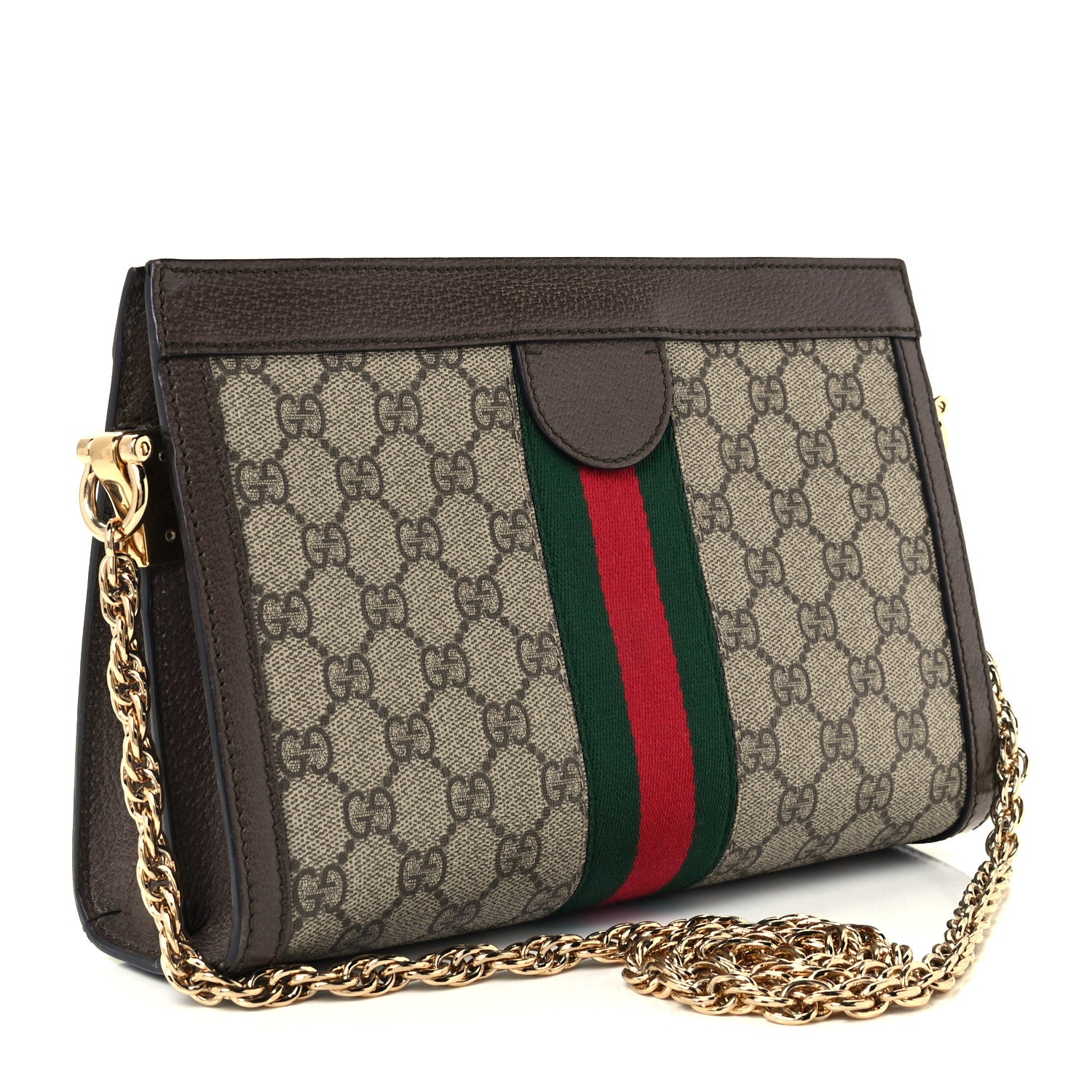 Gucci GG Supreme Monogram Web Small Ophidia Chain Shoulder Bag Brown 3 of 12