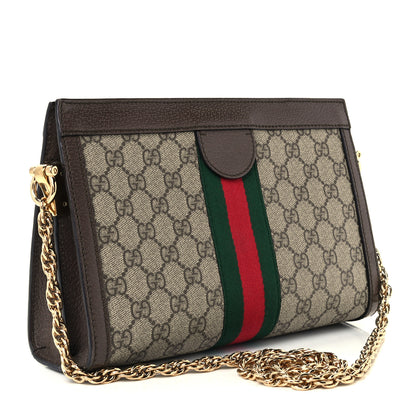 Gucci GG Supreme Monogram Web Small Ophidia Chain Shoulder Bag Brown 3 of 12