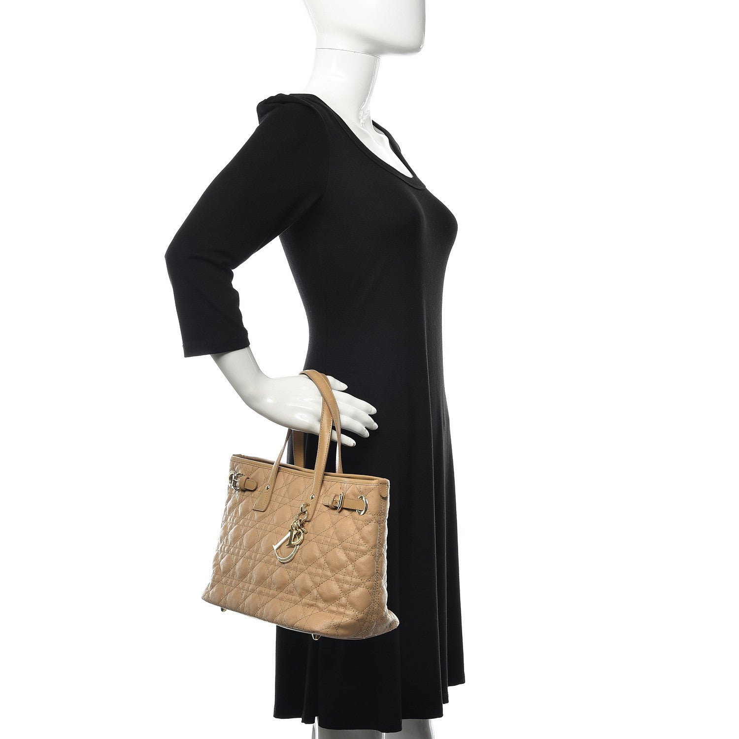 Christian Dior Coated Canvas Cannage Mini Panarea Tote Beige 2 of 11