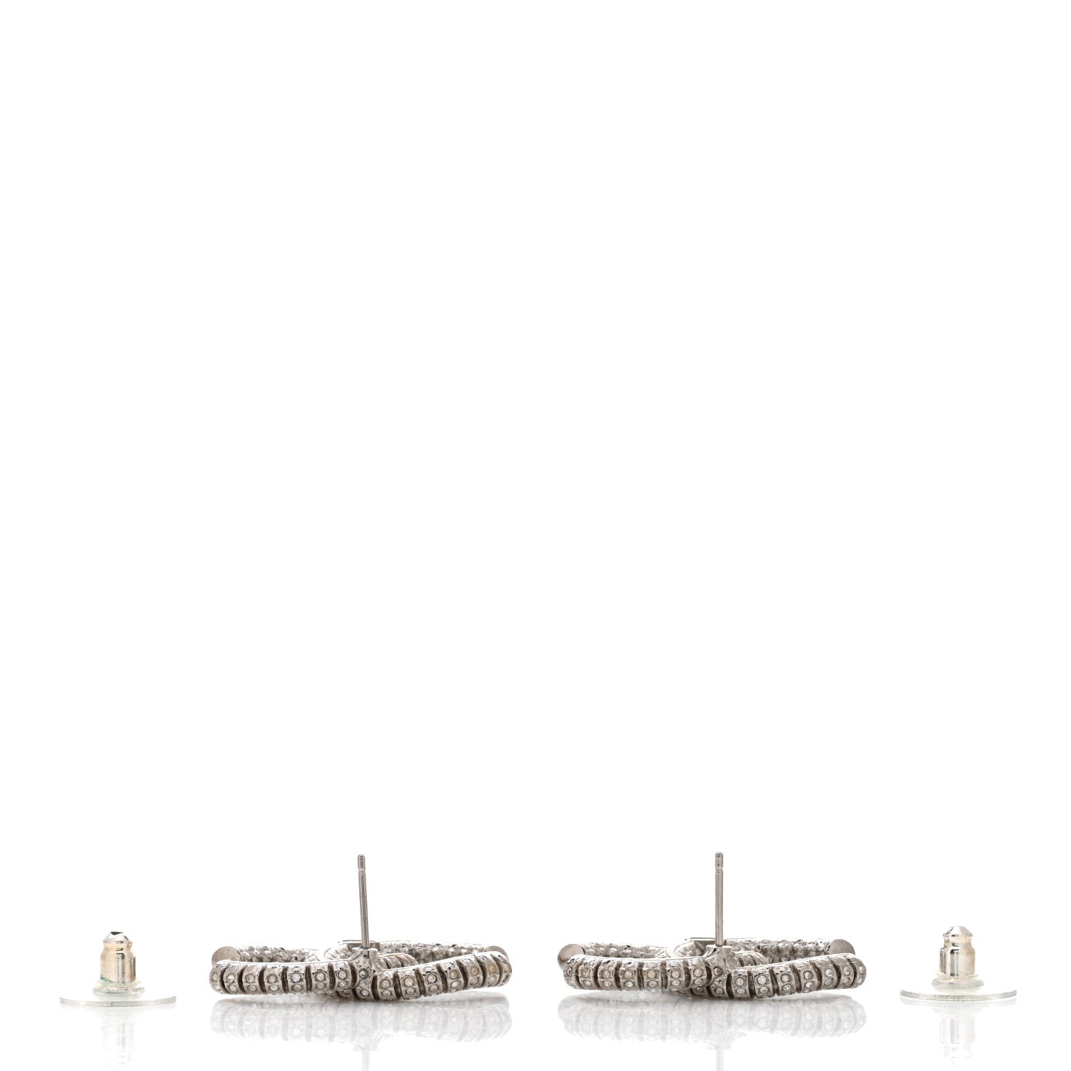 Chanel Crystal CC Earrings Silver 3 of 5