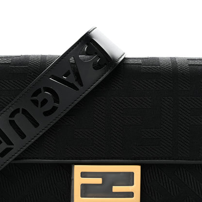 Fendi Canvas Vitello King Extra Strap FF Embroidered Baguette Black 7 of 9