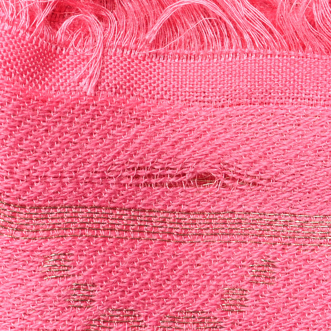 Gucci Wool Silk Lurex GG Monogram Bright G Fringe Scarf Fuxia 4 of 5