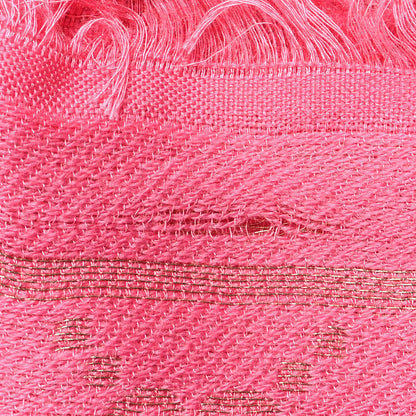 Gucci Wool Silk Lurex GG Monogram Bright G Fringe Scarf Fuxia 4 of 5
