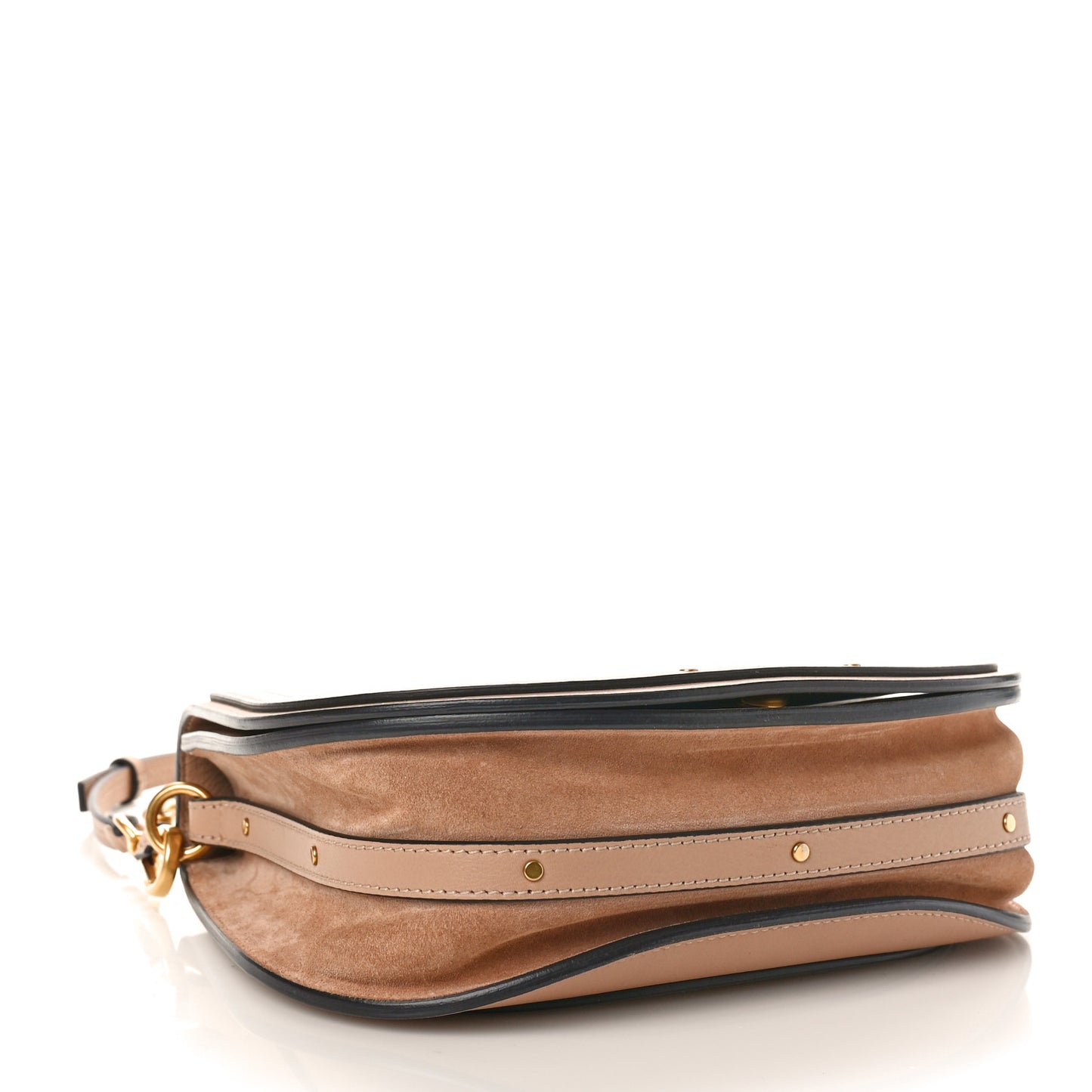 Calfskin Suede Medium Nile Bracelet Bag Biscotti Beige