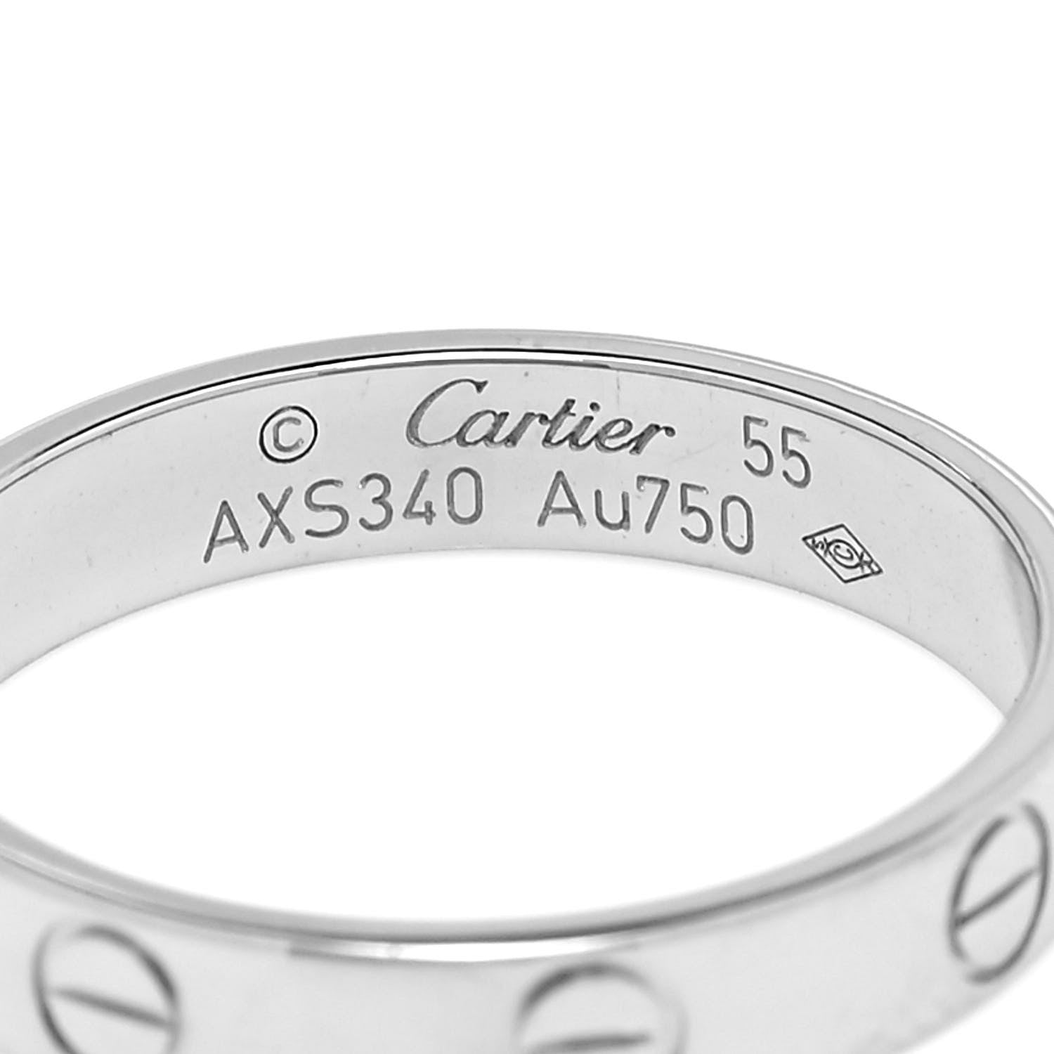 Cartier 18K White Gold 3.5mm LOVE Wedding Band Ring 55 7.25 4 of 4