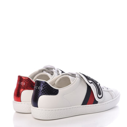 Gucci Calfskin Ayers Web Panther Embroidered Womens Ace Sneakers 36 White 4 of 10