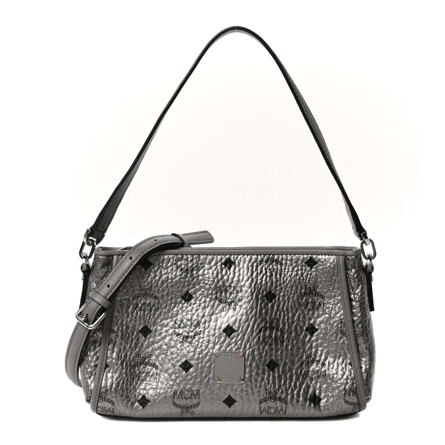 Metallic Visetos Crossbody Bag Silver