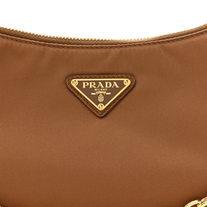 Prada Re-Nylon Saffiano Demi-lune Shoulder Bag Brown 7 of 10