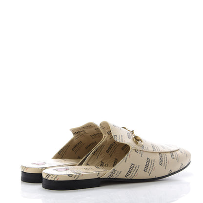 Gucci Calfskin Stamp Print Womens Princetown Slippers 39.5 Soy Black 4 of 10