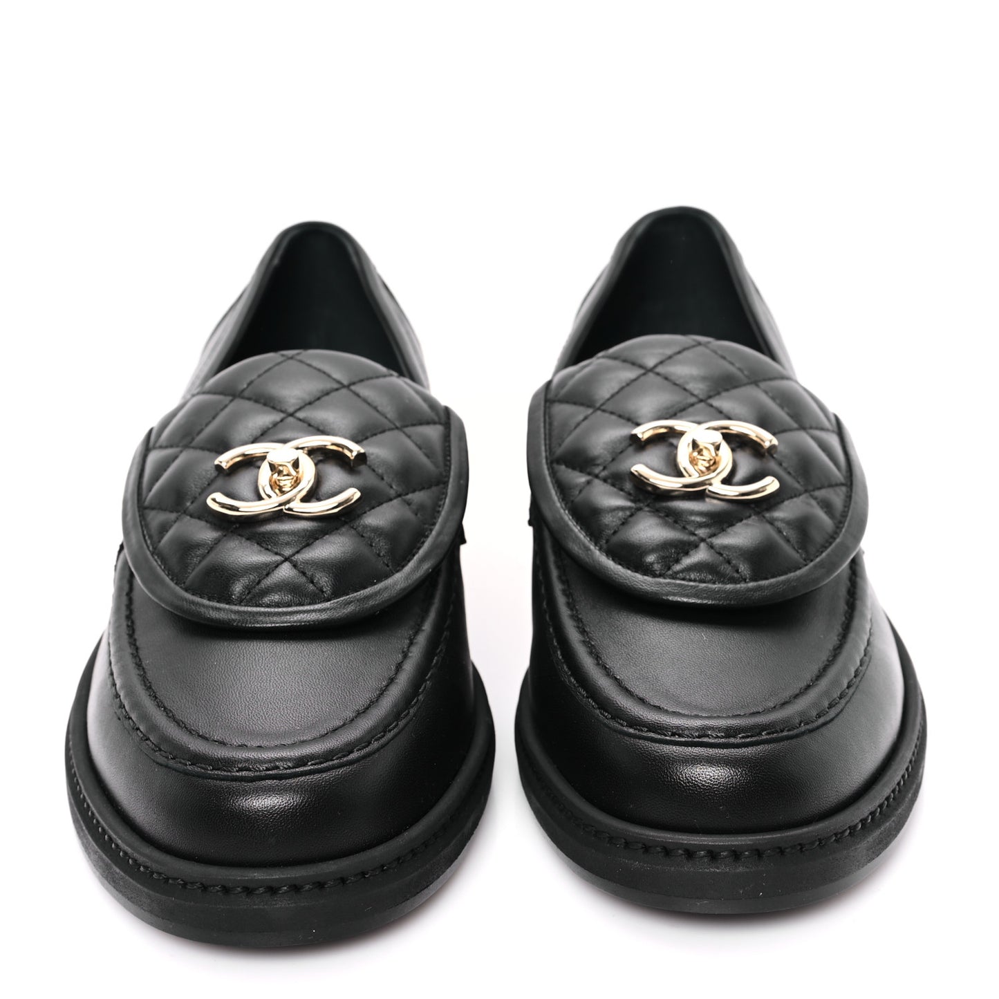 Lambskin Quilted CC Turnlock Loafers 40.5 Black