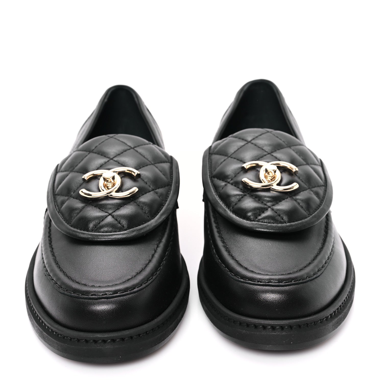 Chanel Lambskin Quilted CC Turnlock Loafers 40.5 Black 3 of 9