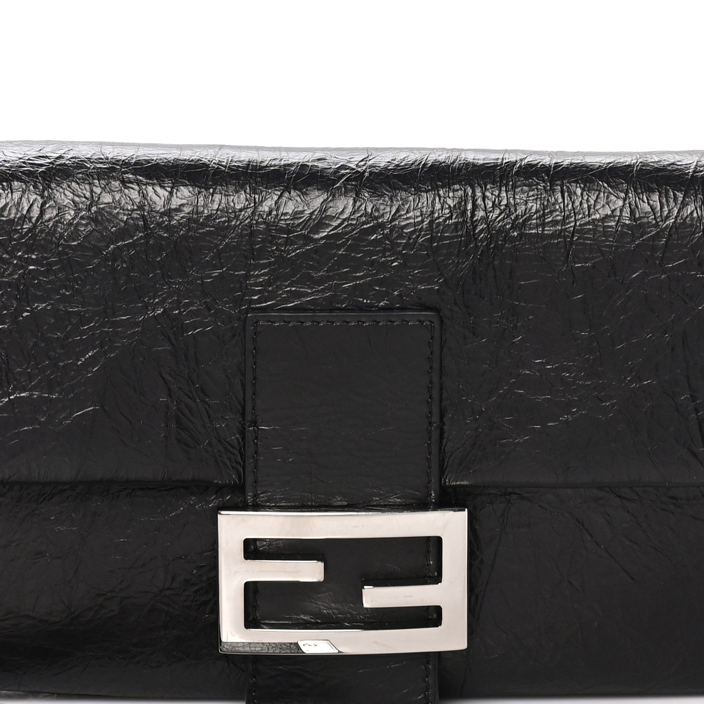 Crackled Calfskin Baguette 26424 Black
