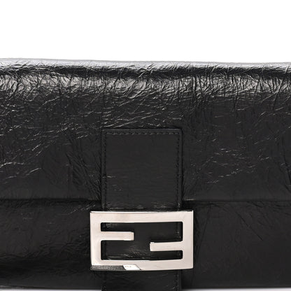 Fendi Crackled Calfskin Baguette 26424 Black 7 of 9