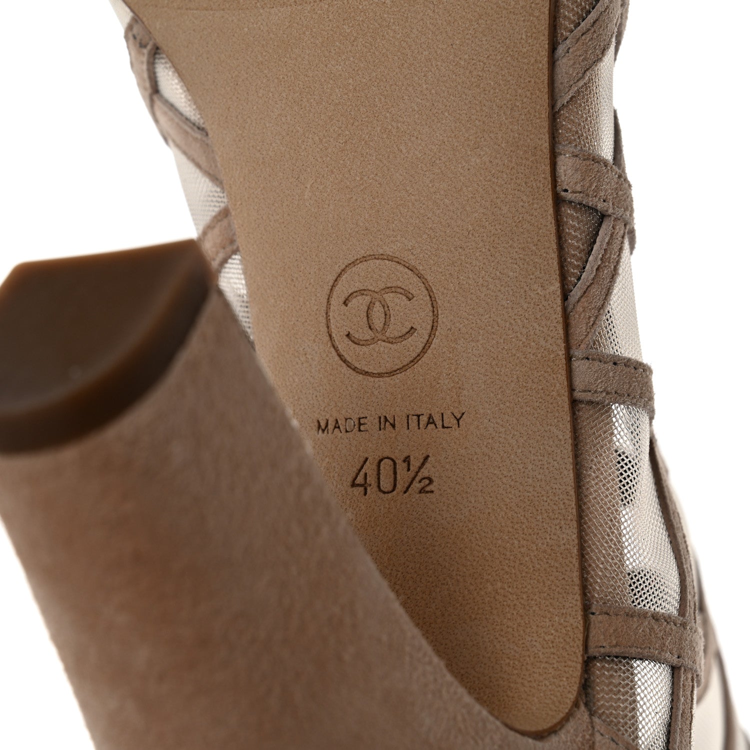 Chanel Suede Mesh Peep Toe Ankle Boots 40.5 Light Pink 6 of 9