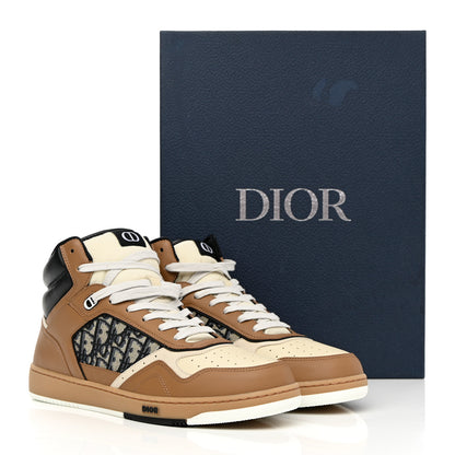Christian Dior Smooth Calfskin Jacquard Oblique Mens B27 High Top Sneakers 45 Coffee Cream Black 9 of 9
