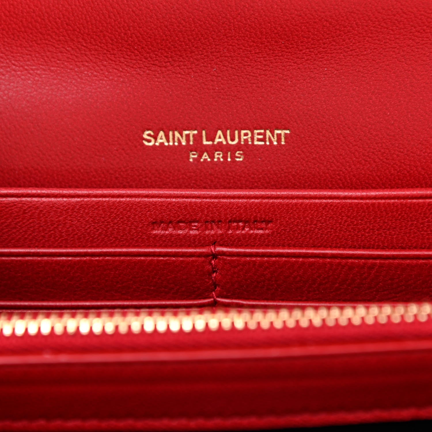 Saint Laurent Lambskin Matelasse Monogram Vicky Chain Wallet Rouge Eros 5 of 8