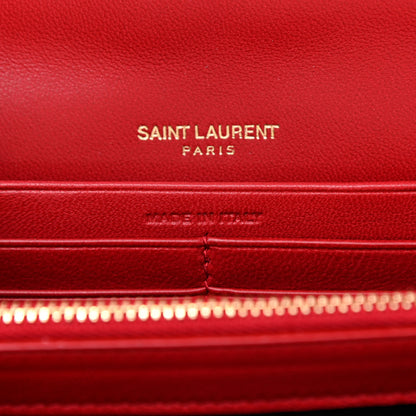 Saint Laurent Lambskin Matelasse Monogram Vicky Chain Wallet Rouge Eros 5 of 8