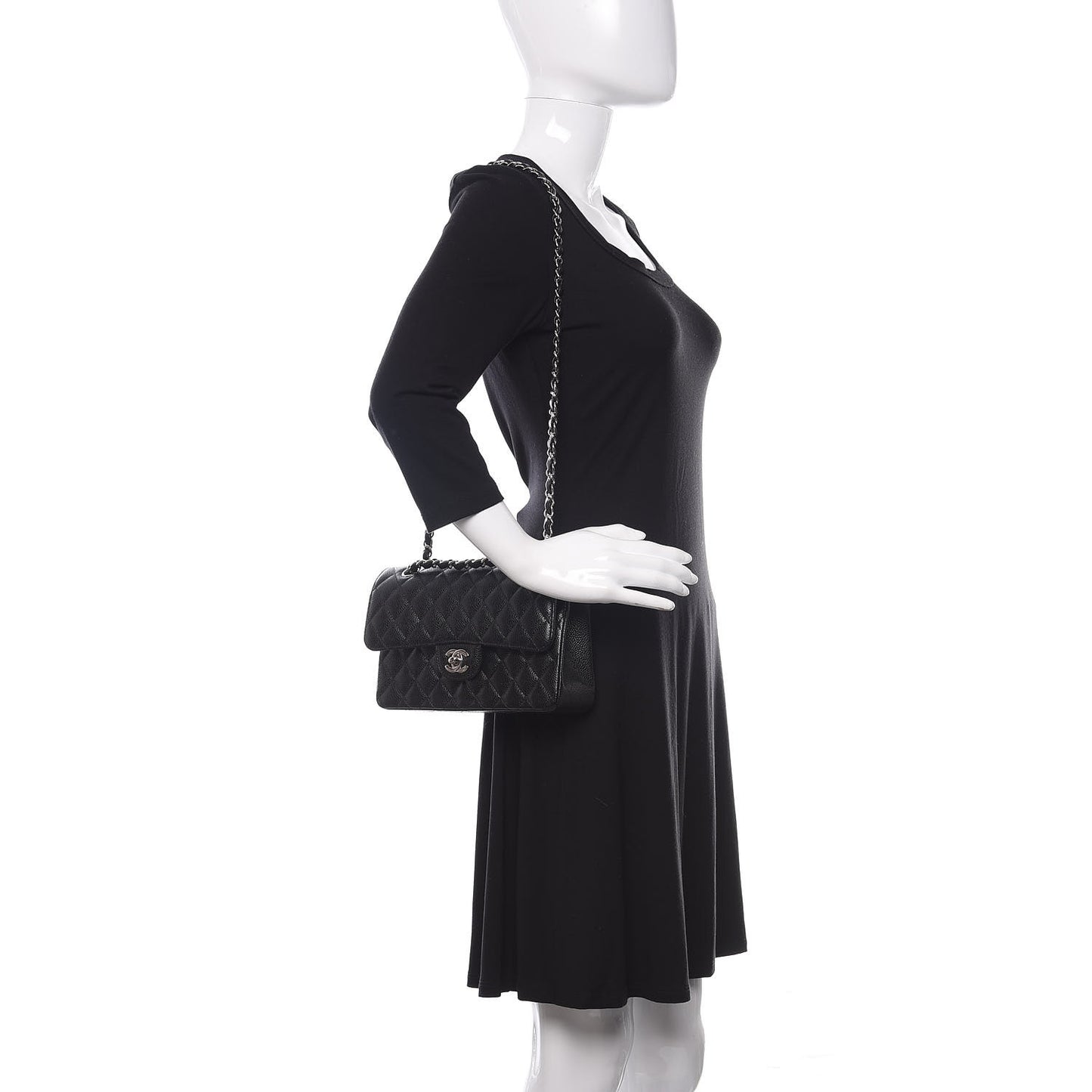 Caviar Quilted Small Double Flap Black