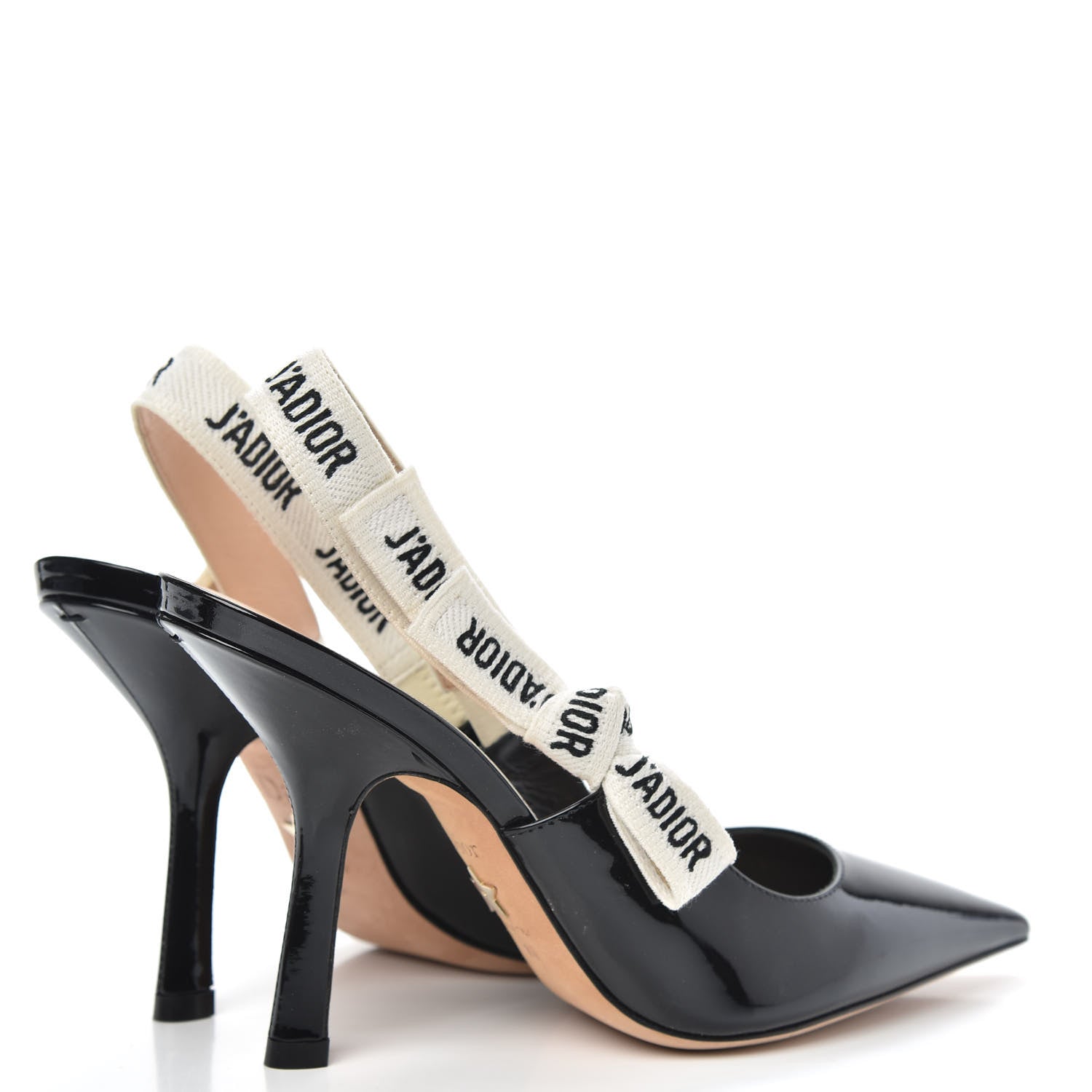 Christian Dior Patent Ribbon J'Adior Slingback 100mm Pumps 36 Black 3 of 9