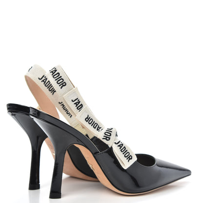 Christian Dior Patent Ribbon J'Adior Slingback 100mm Pumps 36 Black 3 of 9