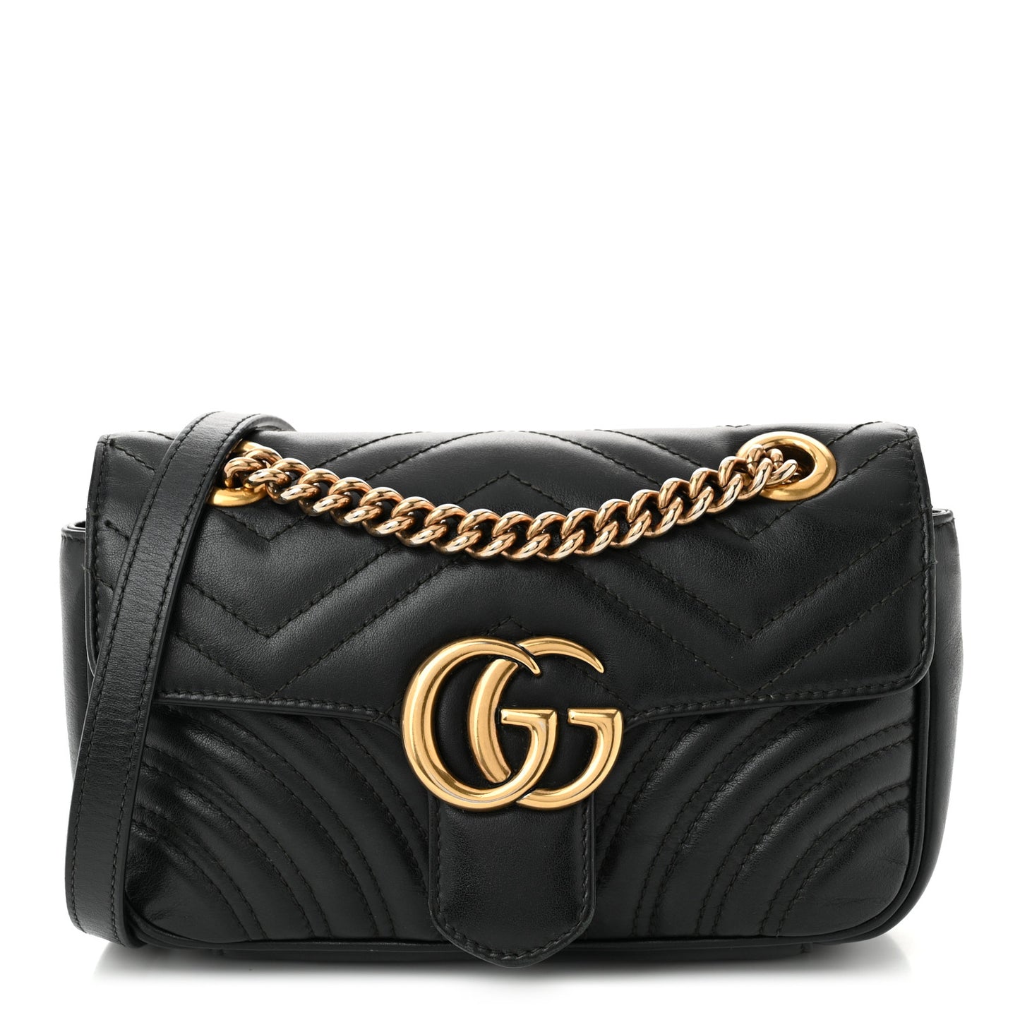 Calfskin Matelasse Mini GG Marmont Shoulder Bag Black