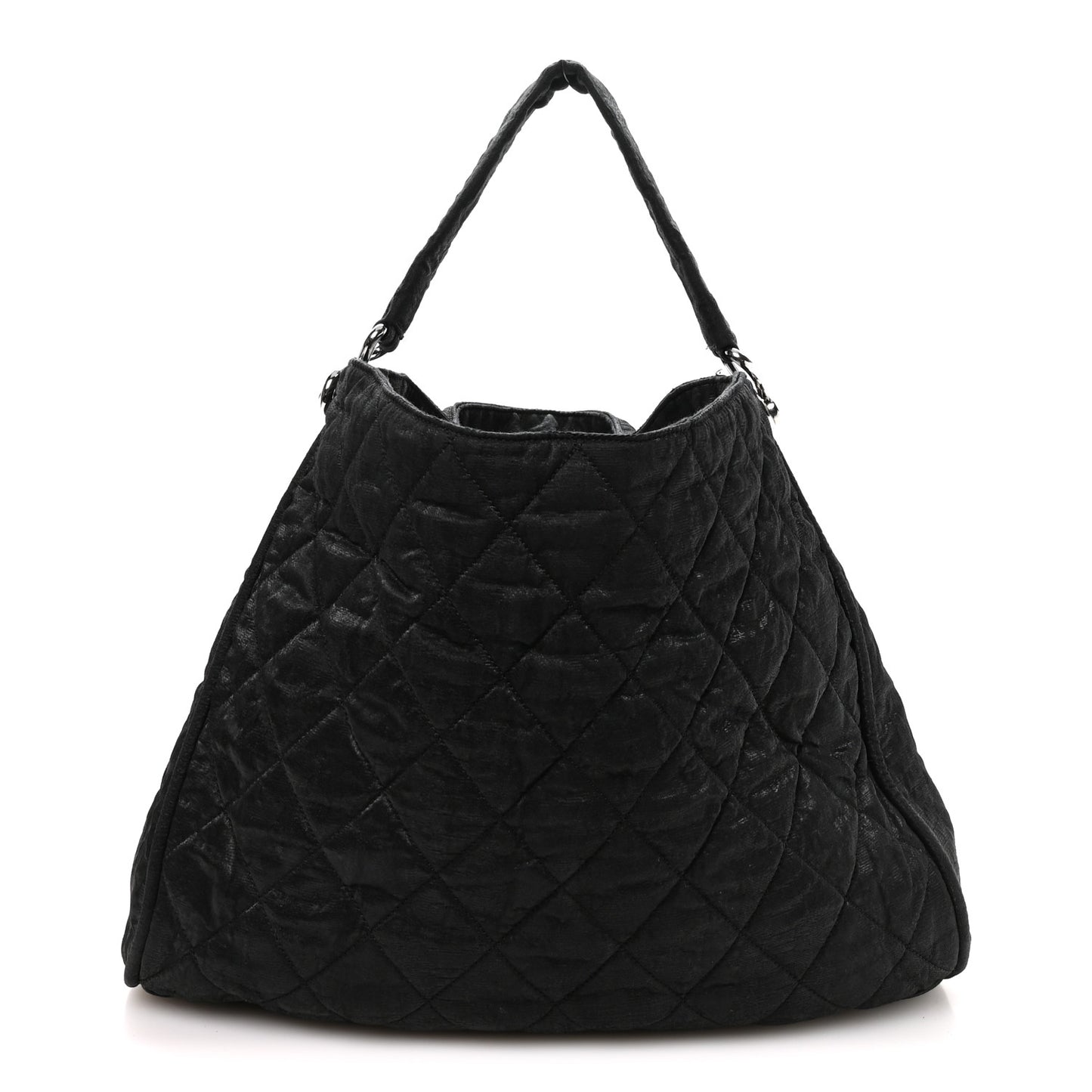 Crinkled Coated Canvas Le Marais Hobo Black
