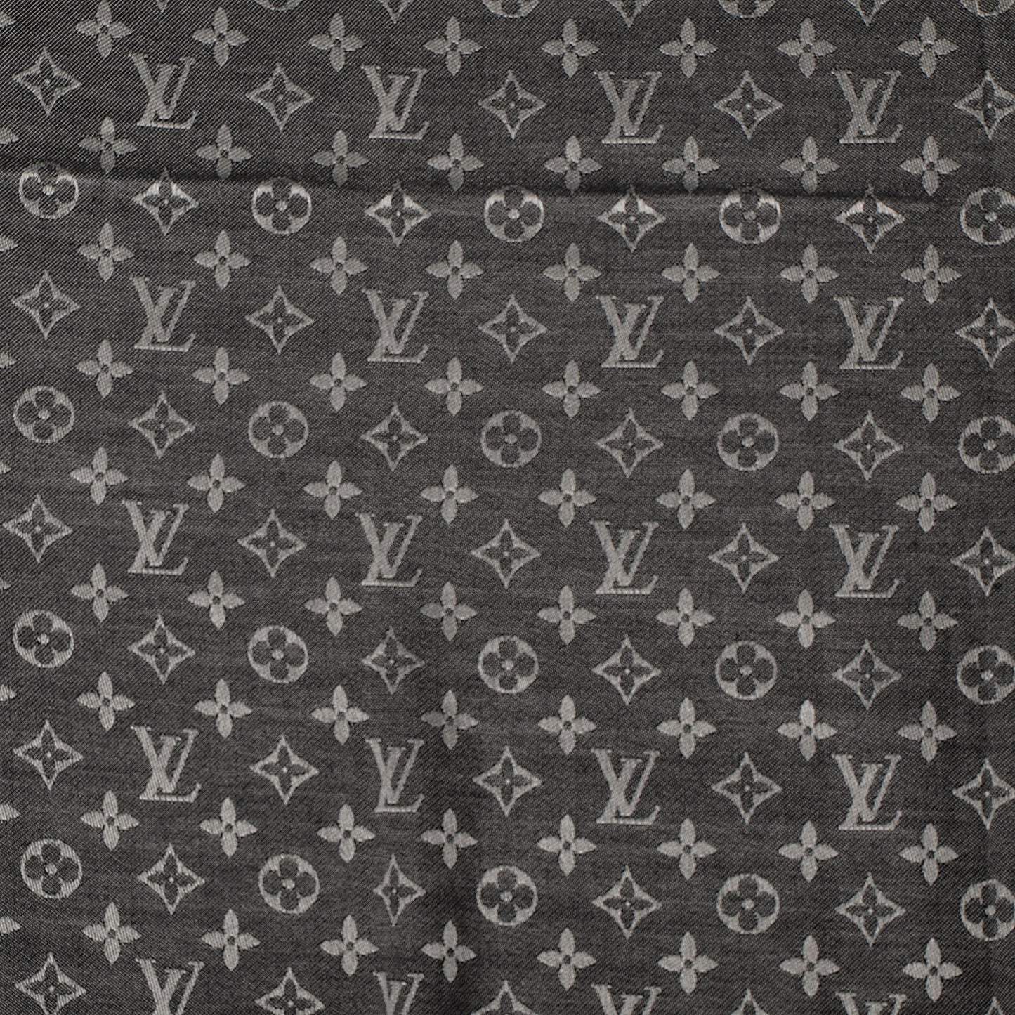 Silk Wool Monogram Denim Shawl Black