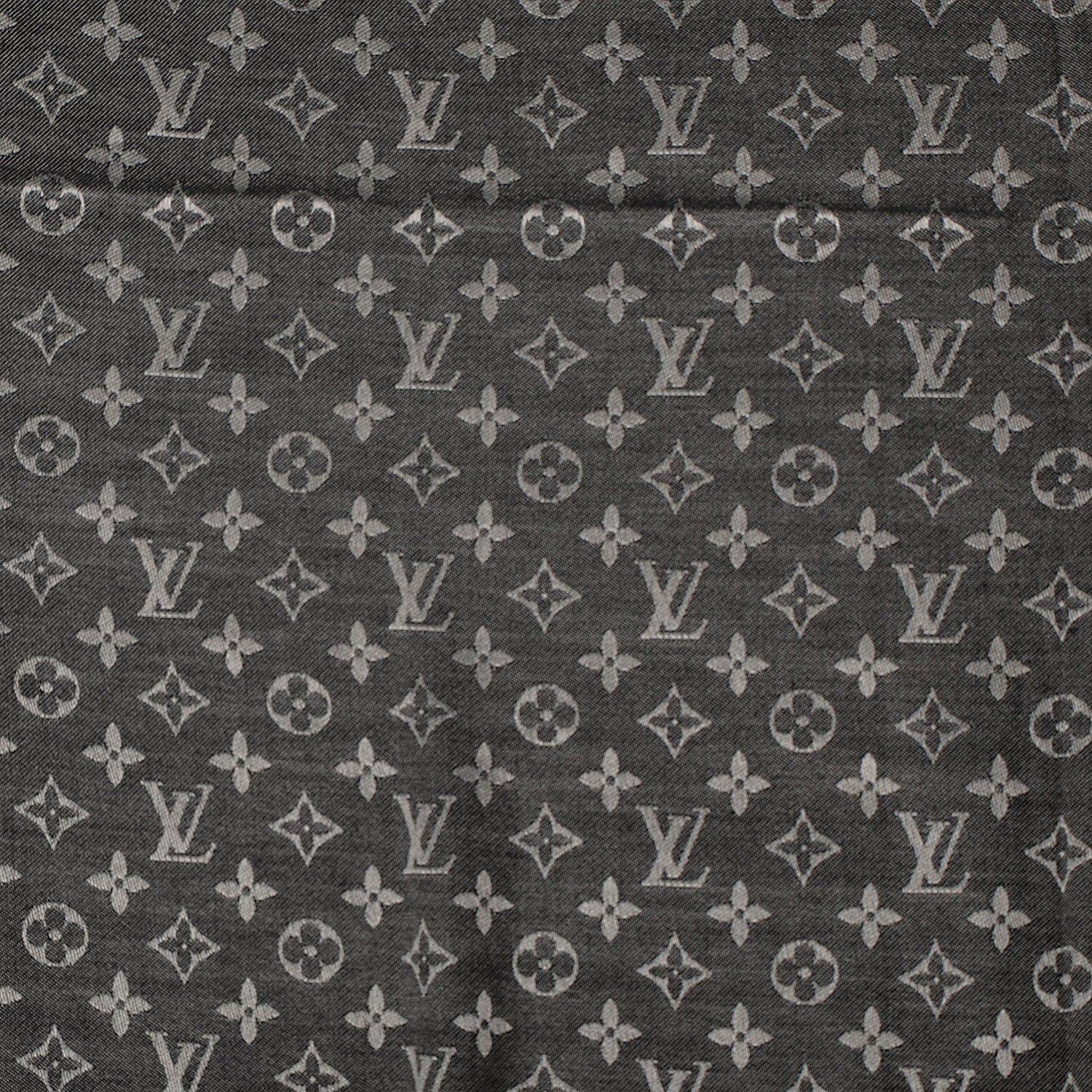 Louis Vuitton Silk Wool Monogram Denim Shawl Black 4 of 5