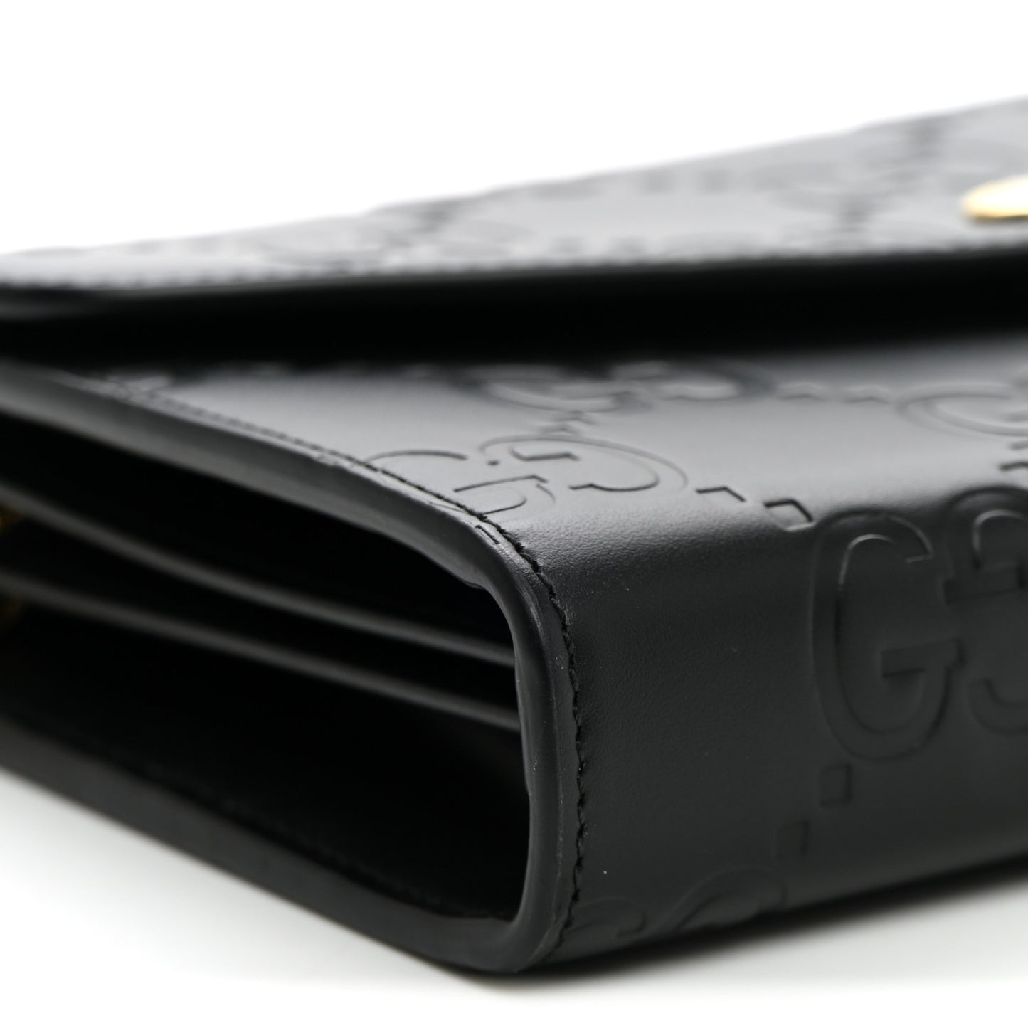Calfskin GG Debossed Chain Wallet Black