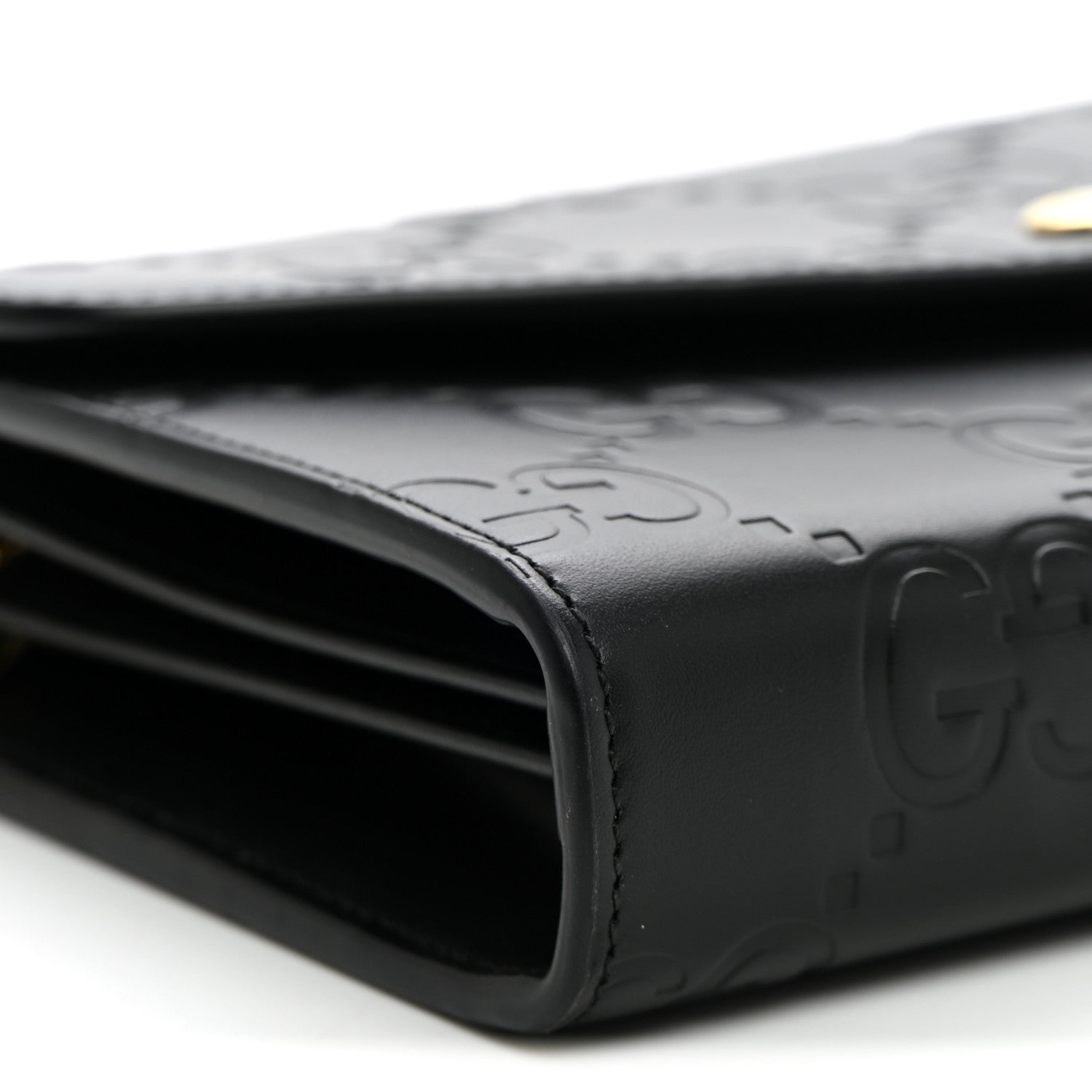 Gucci Calfskin GG Debossed Chain Wallet Black 7 of 8