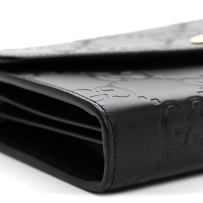 Gucci Calfskin GG Debossed Chain Wallet Black 7 of 8