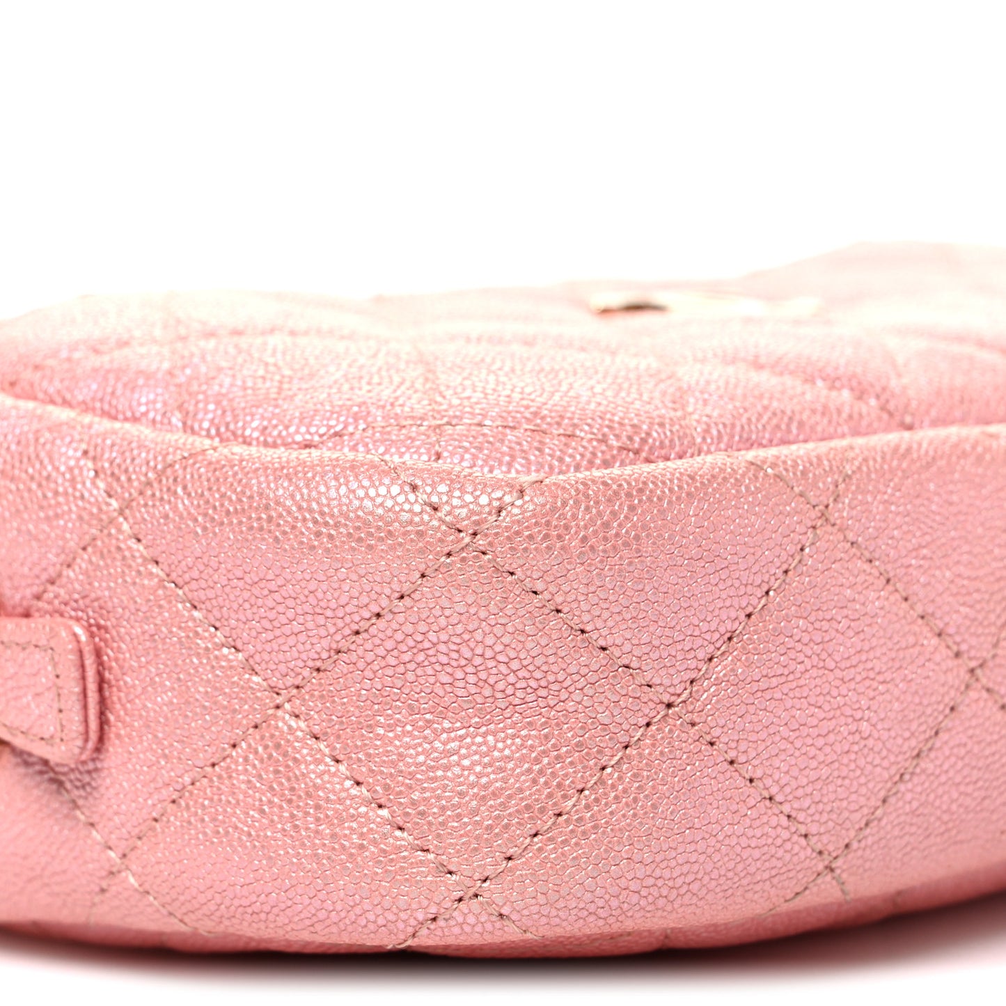Iridescent Caviar Quilted Small Timeless Camera Case Pink