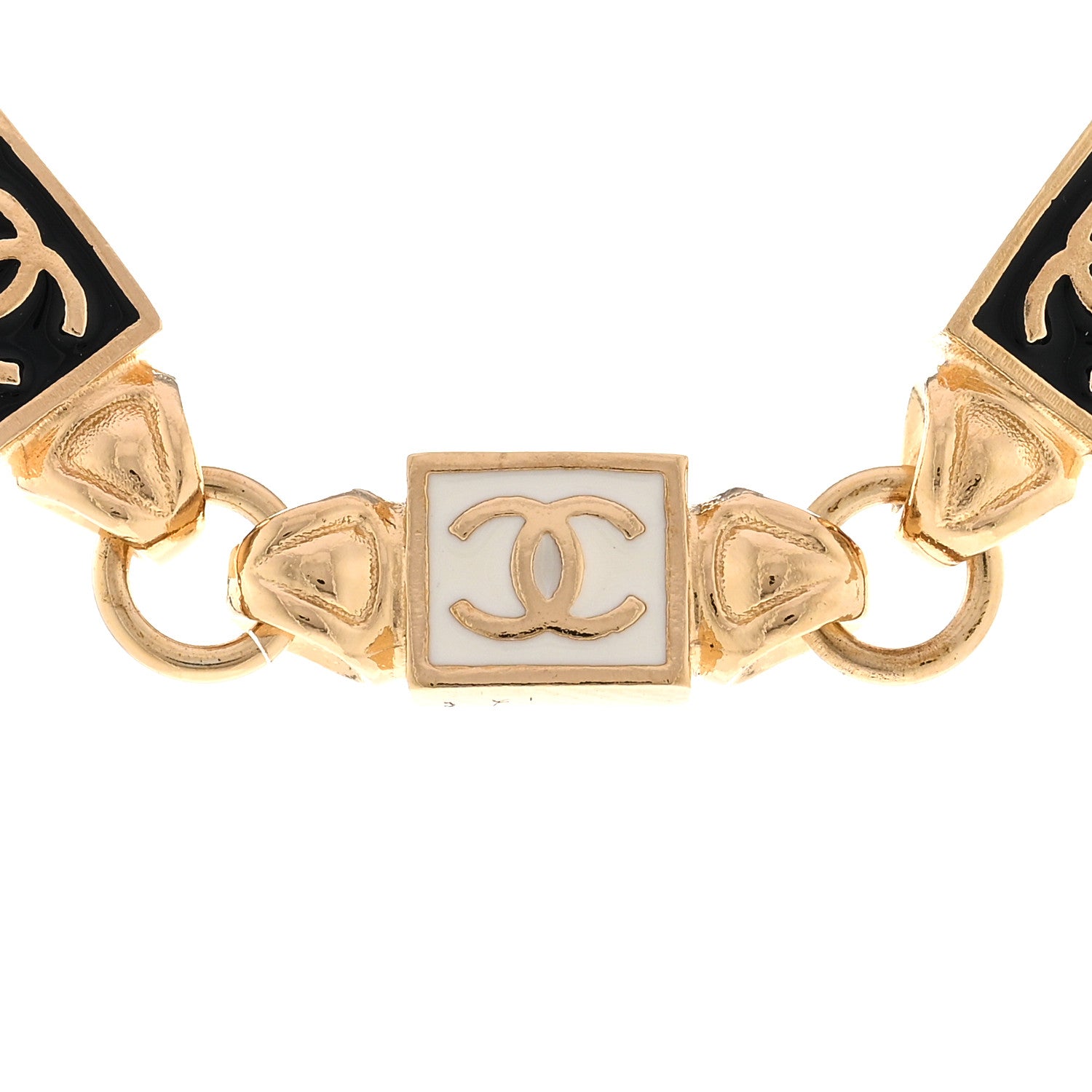 Chanel Metal Enamel CC Squares Choker Gold White Black 4 of 6
