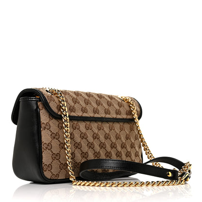 Gucci Monogram Matelasse Diagonal Small GG Marmont Shoulder Bag Beige Black 3 of 9