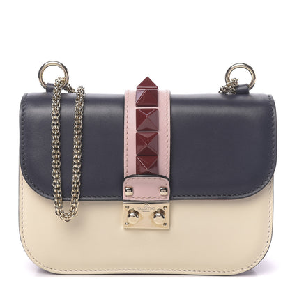 Valentino Garavani Vitello Small Glam Lock Rockstud Flap Light Ivory Water Rose Marine Rubin 1 of 13