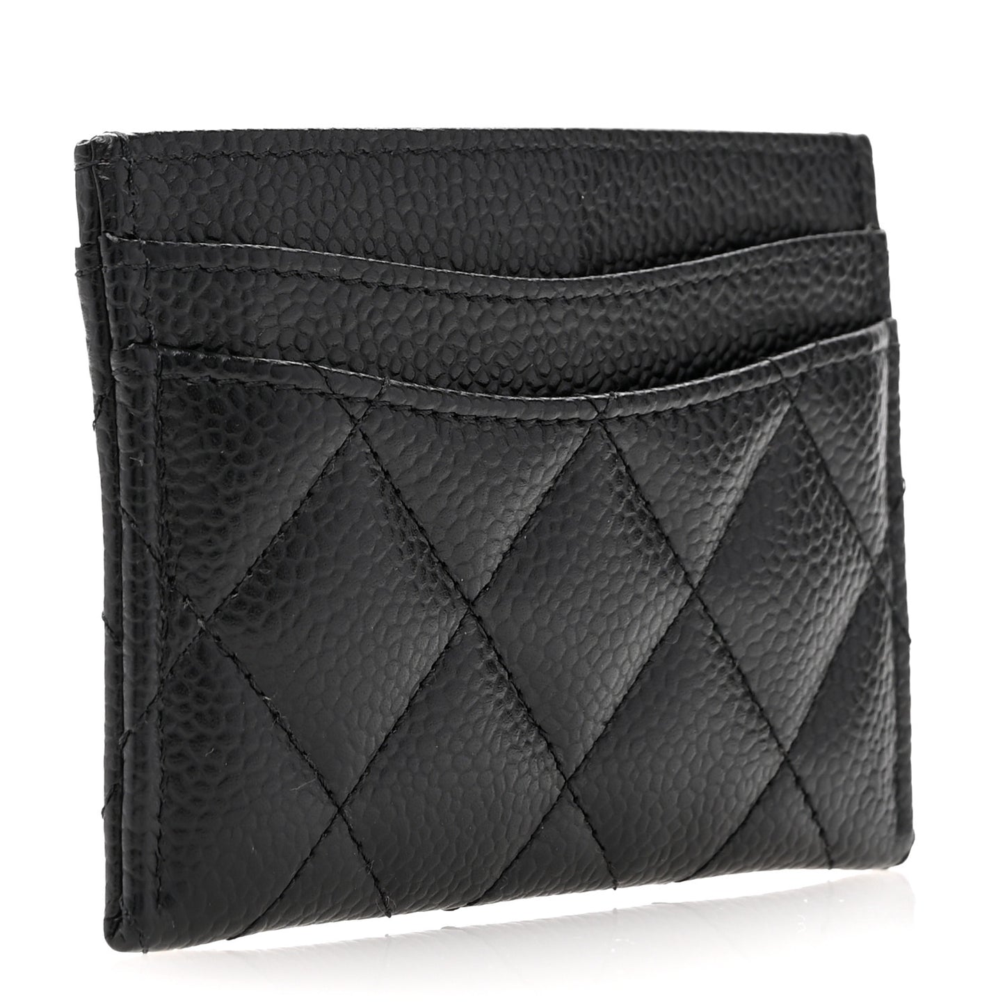 Caviar Quilted Card Holder Black