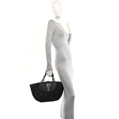 Christian Dior Lambskin Plisse Pleated Basket Tote Bag Black 2 of 10