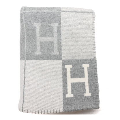 Hermes Wool Cashmere Avalon III Blanket Ecru Gris Clair 1 of 3