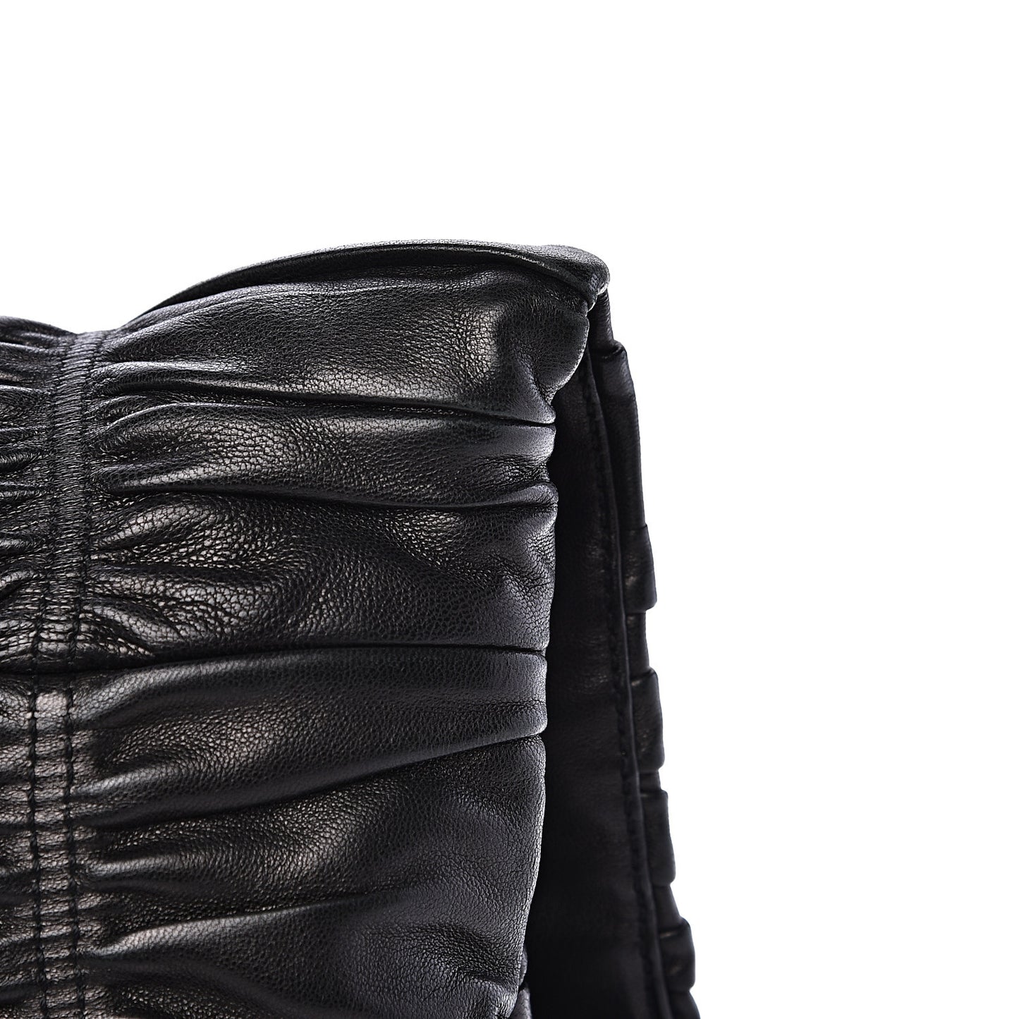 Nappa Dressy Gaufre Ruched Flap Clutch Black