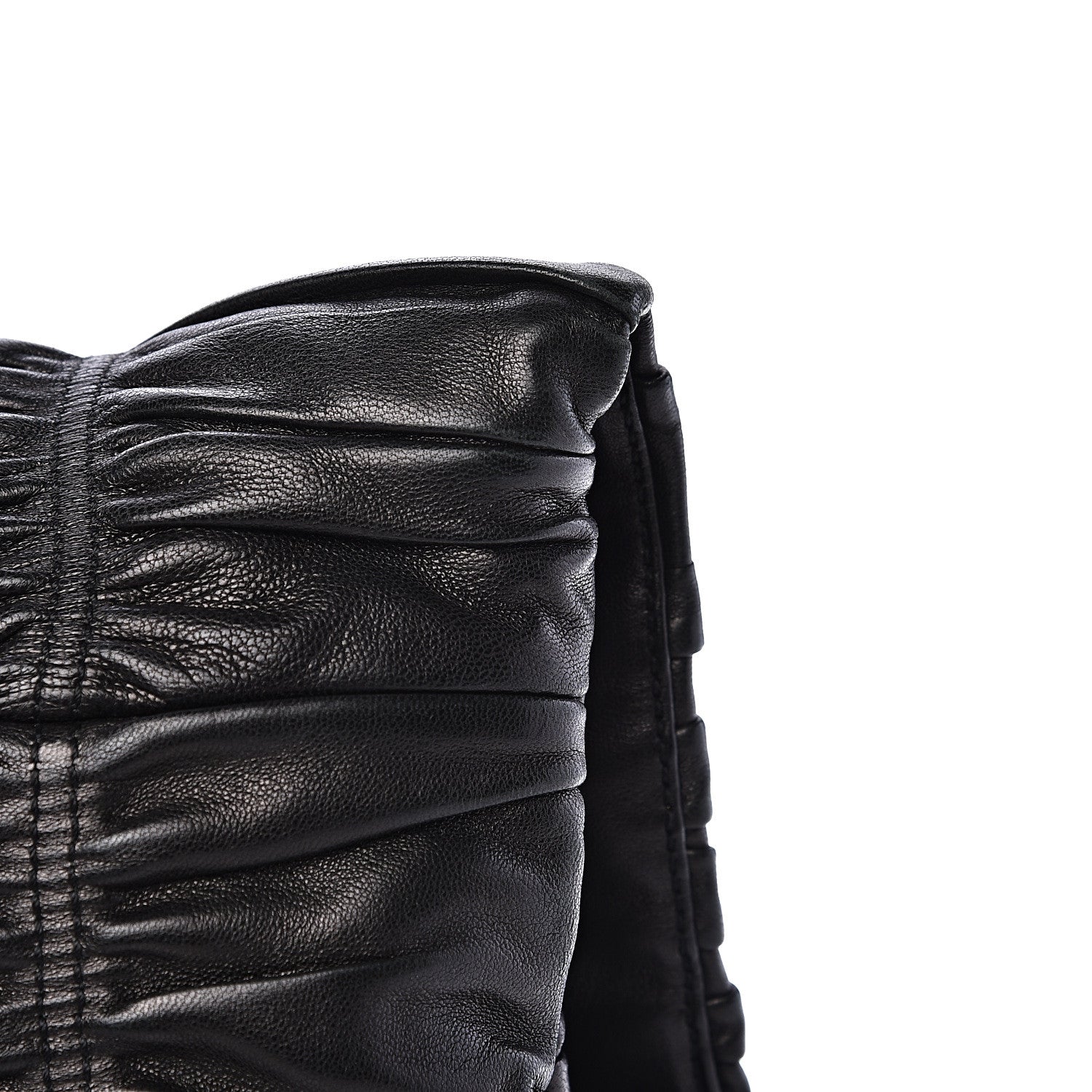 Prada Nappa Dressy Gaufre Ruched Flap Clutch Black 10 of 13