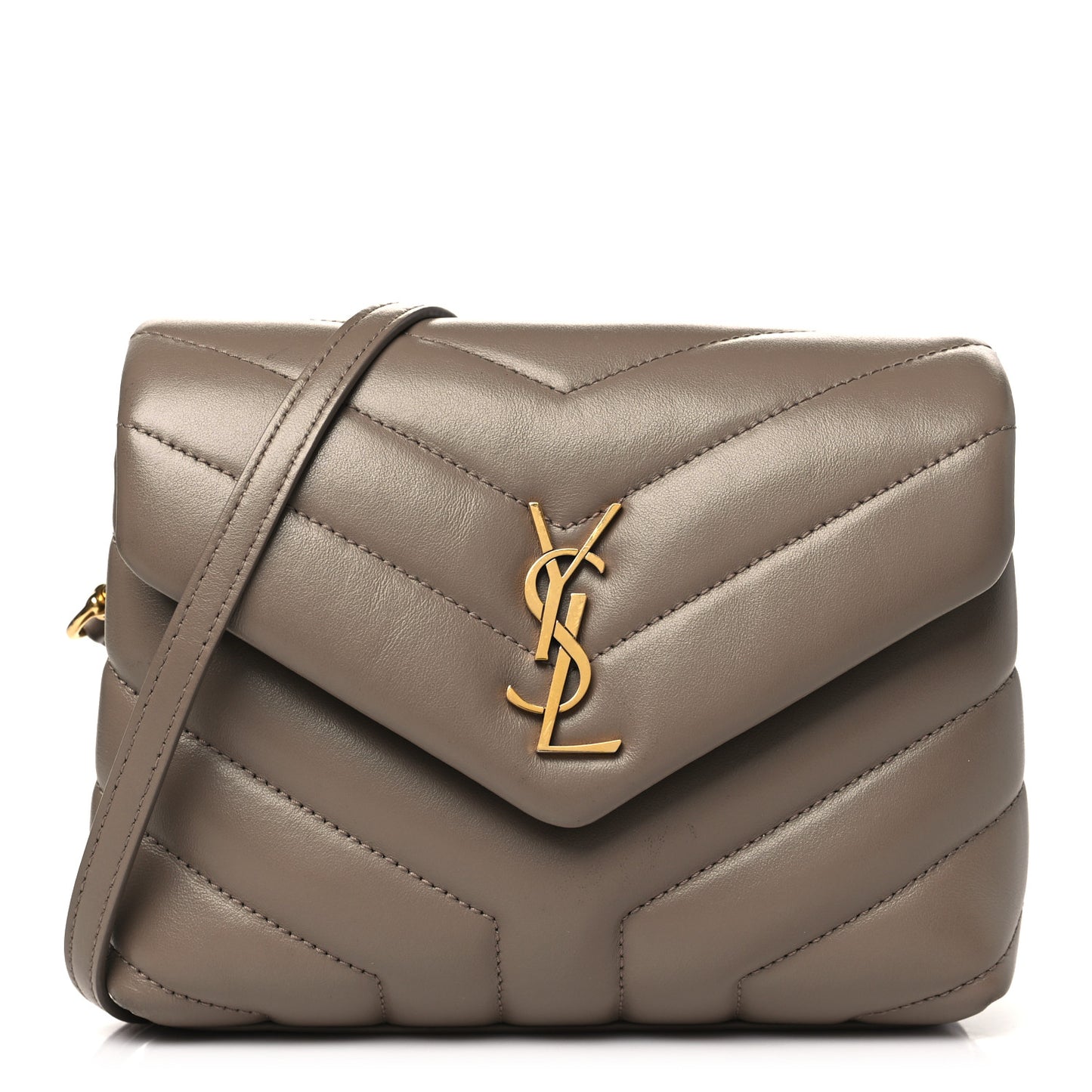 Calfskin Y Quilted Monogram Toy Loulou Crossbody Bag Greyish Brown