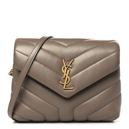 Saint Laurent Calfskin Y Quilted Monogram Toy Loulou Crossbody Bag Greyish Brown 1 of 11