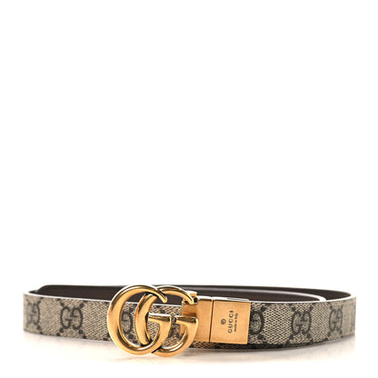 Gucci GG Supreme Monogram Plutone Calfskin Double G Reversible Belt Beige Ebony 1 of 5