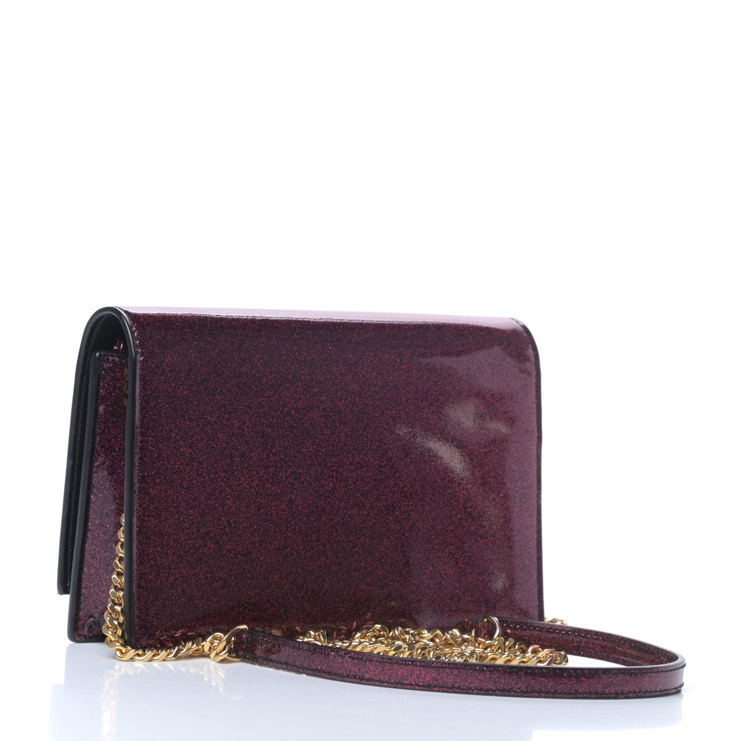 Glitter Classic Monogram Kate Tassel Chain Wallet Bright Fuchsia