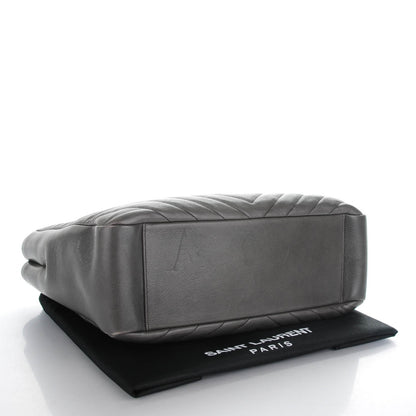 Saint Laurent Sheepskin Matelasse Chevron Large Monogram Shopping Bag Light Coal 4 of 7