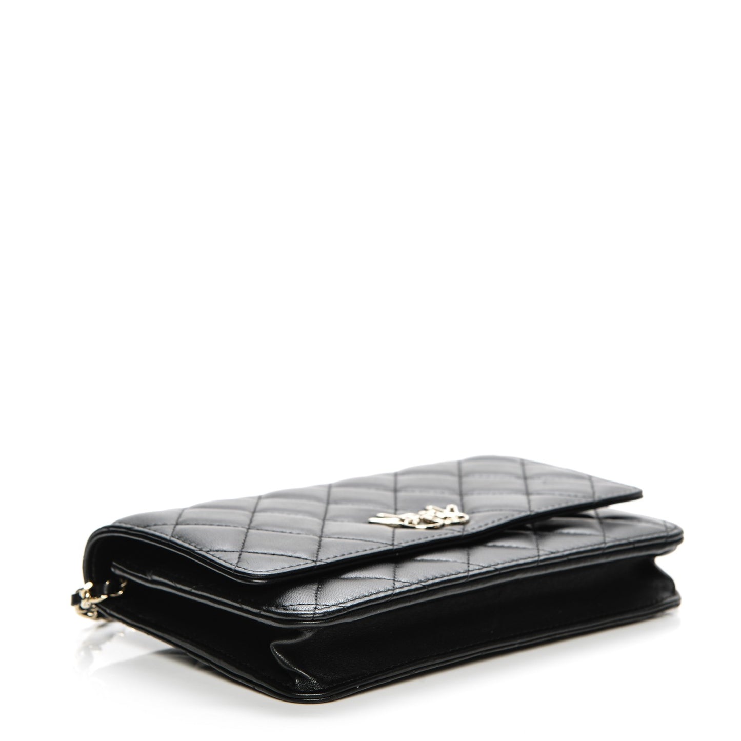 Lambskin Quilted Emoticon Wallet On Chain WOC Black